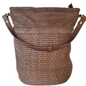 Brax feel good woven brown leather tote bags
